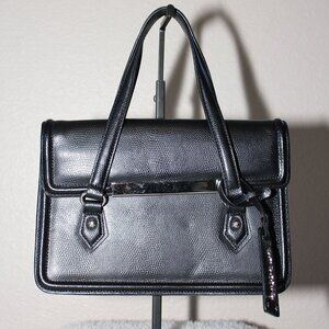 Cromia Women's Small Structured Italian Handbag Black Leather Retro Vibes